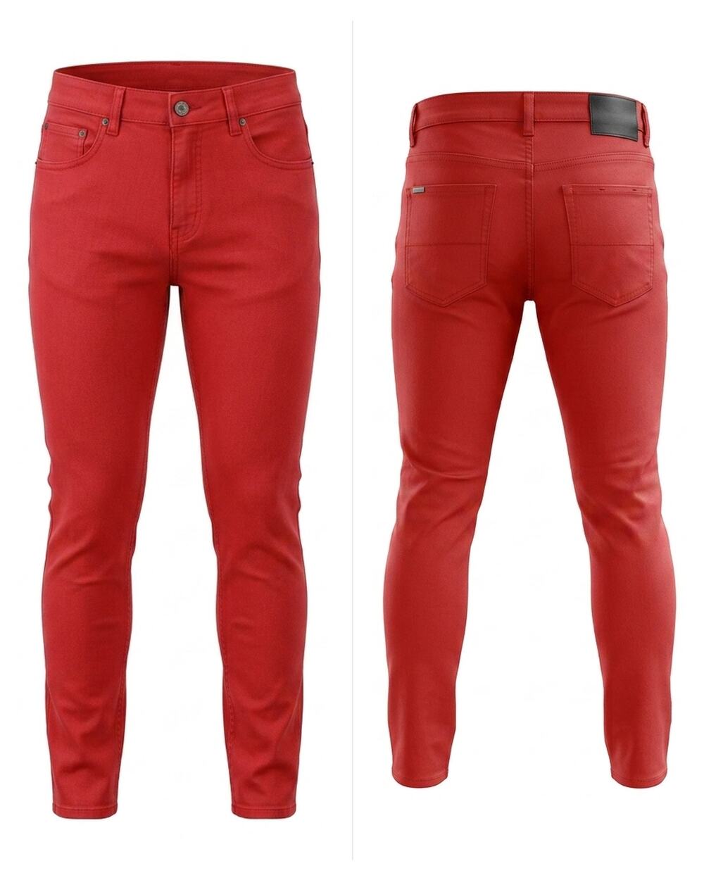 Serenede Fitted Denim Red Stretch Skinny Jeans Solid Men Size 32